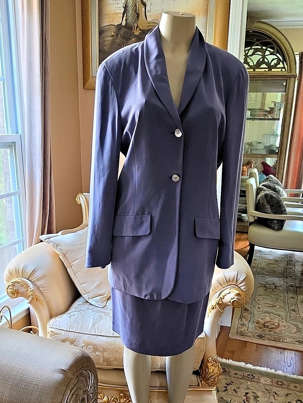 Via Seta Women's Purple Skirt Suit Size 12/42